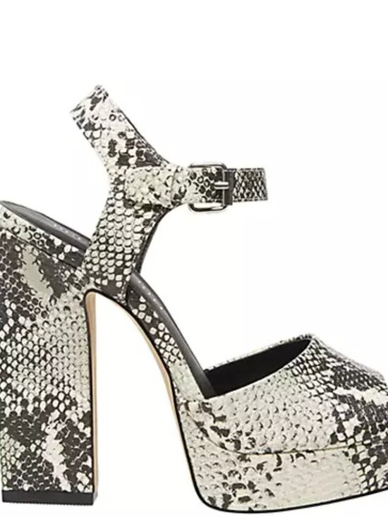 Steve Madden Shoes - Steve Madden Bambi Gray Silver Snake Platform Heels, Size 8.5